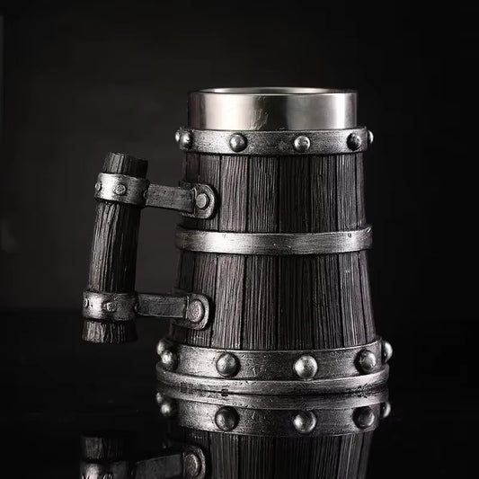 Black Wooden Barrel Mug